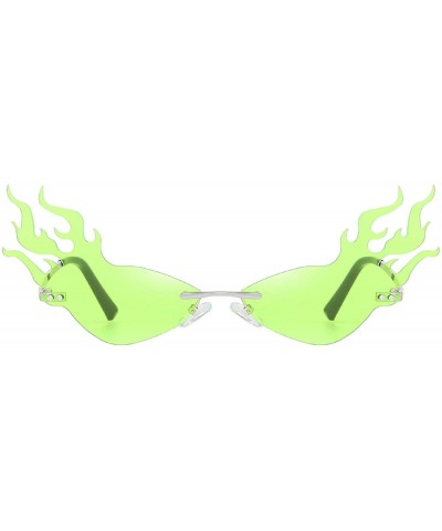 Goggle Unisex Vintage Fire Flame Sunglasses Rimess Sunglasses Novelty Sunglasses Clout Goggle Shades - Green - CC196720O5T $8.72