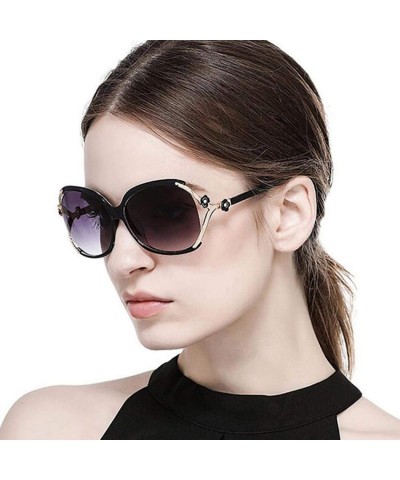 Oversized Women Fashion Personality Rose Hollow Out Oversized Frame Sunglasses Sunglasses - Purple - CE18T8CDQNR $7.12