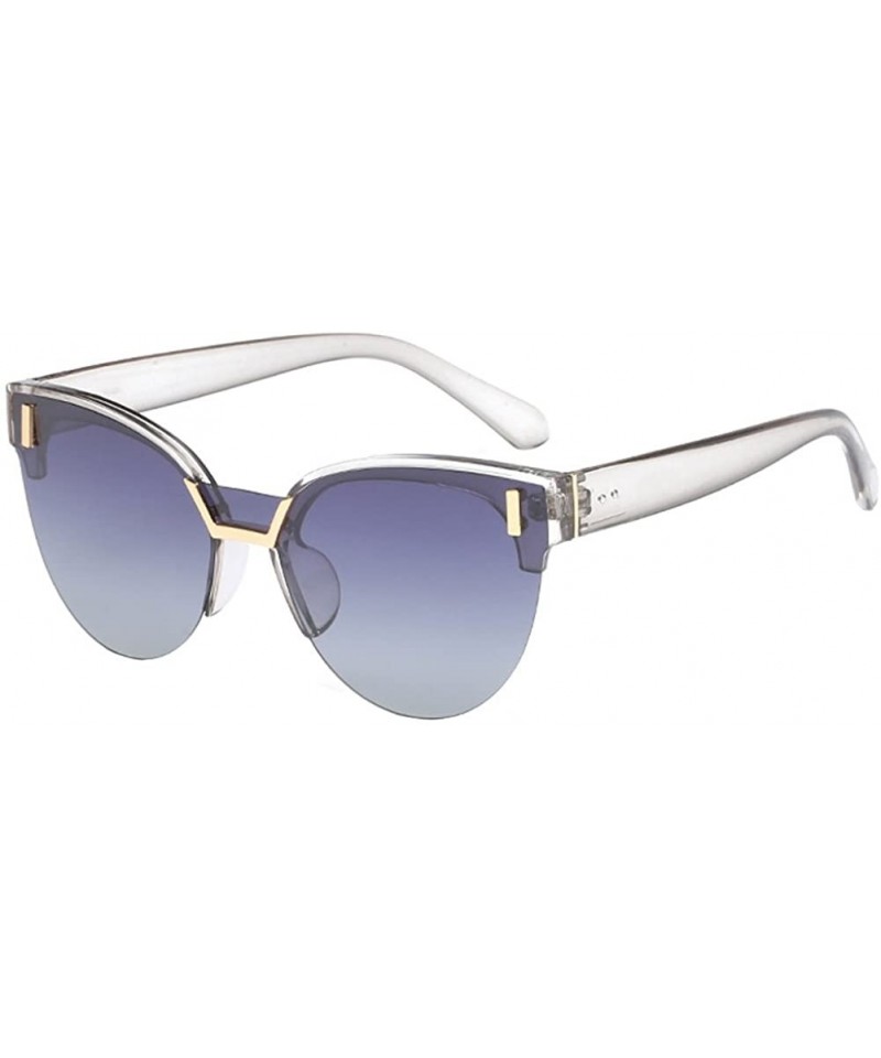 Oversized Half Frame Cat Eye Polarized Sunglasses Anti-UV Metal Frame Eyeglasses - Gray - C5180RELLUT $19.61