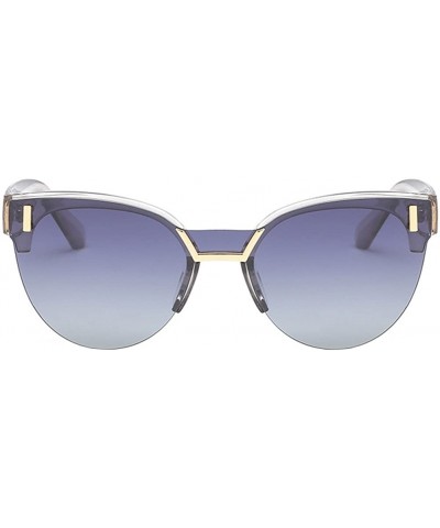 Oversized Half Frame Cat Eye Polarized Sunglasses Anti-UV Metal Frame Eyeglasses - Gray - C5180RELLUT $19.61