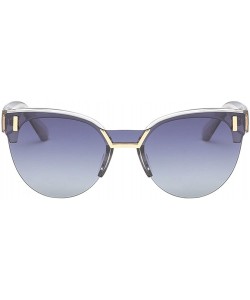 Oversized Half Frame Cat Eye Polarized Sunglasses Anti-UV Metal Frame Eyeglasses - Gray - C5180RELLUT $19.61