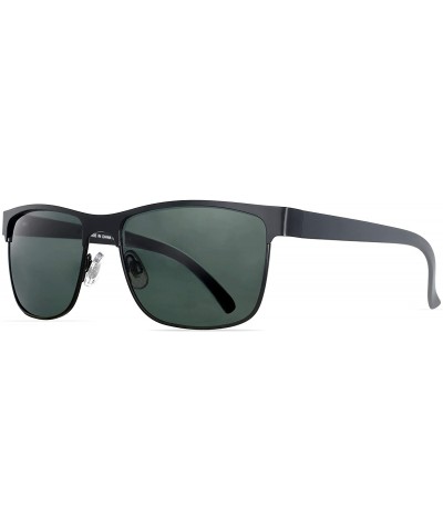 Square Polarized Sunglasses for Men Driving Fishing 8024 - Black Frame With G15 Lens - CG192O75Z8O $25.49
