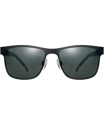 Square Polarized Sunglasses for Men Driving Fishing 8024 - Black Frame With G15 Lens - CG192O75Z8O $11.52