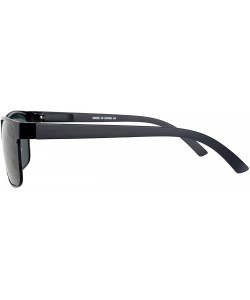 Square Polarized Sunglasses for Men Driving Fishing 8024 - Black Frame With G15 Lens - CG192O75Z8O $11.52