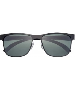 Square Polarized Sunglasses for Men Driving Fishing 8024 - Black Frame With G15 Lens - CG192O75Z8O $11.52