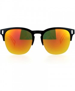 Square Fashion Womens Sunglasses Half Rim Square Designer Style Shades - Black Gold (Orange Mirror) - C9188U33WUM $8.37