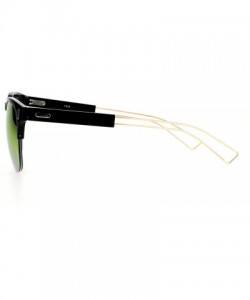 Square Fashion Womens Sunglasses Half Rim Square Designer Style Shades - Black Gold (Orange Mirror) - C9188U33WUM $8.37
