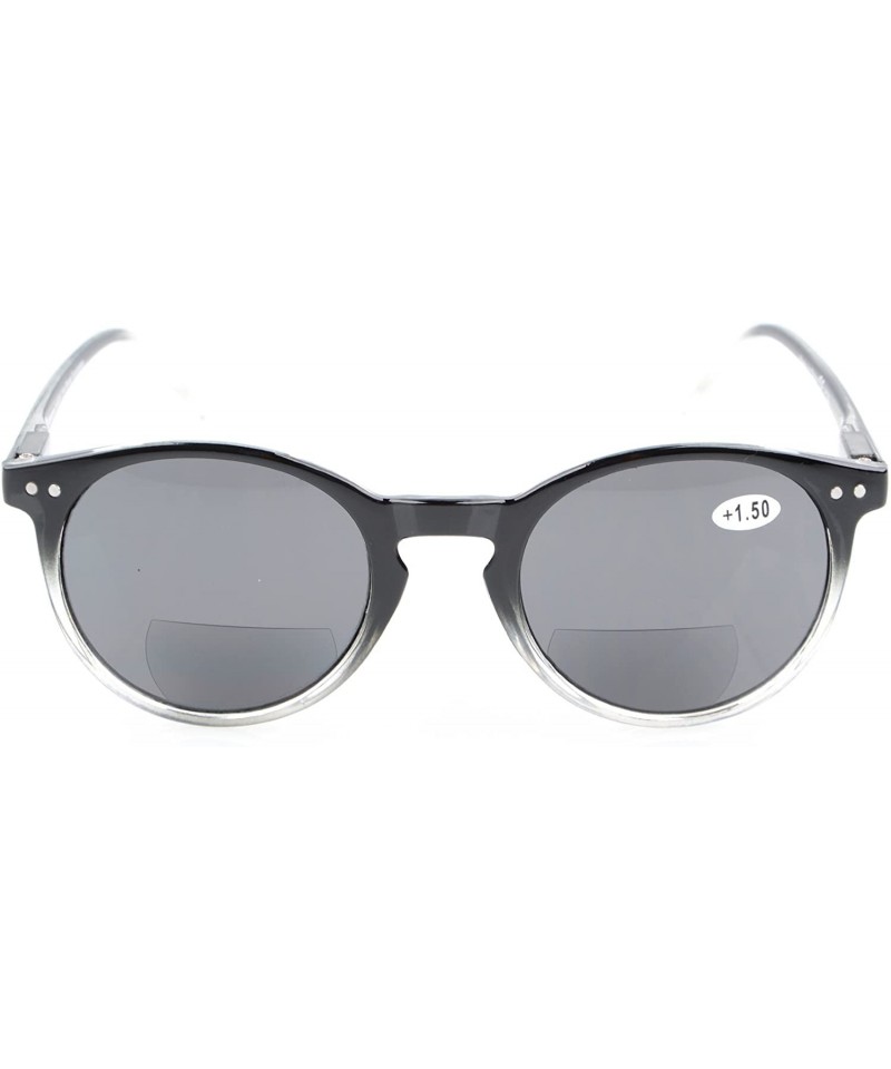 Round Key Hole Style Bifocal Sun Readers Spring Hinge Round Reading Sunglasses - Black Clear - CS180NCM0N6 $14.00