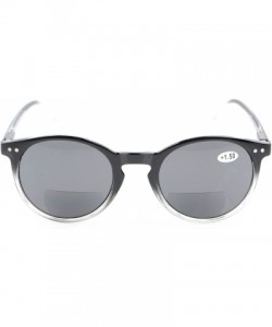 Round Key Hole Style Bifocal Sun Readers Spring Hinge Round Reading Sunglasses - Black Clear - CS180NCM0N6 $14.00