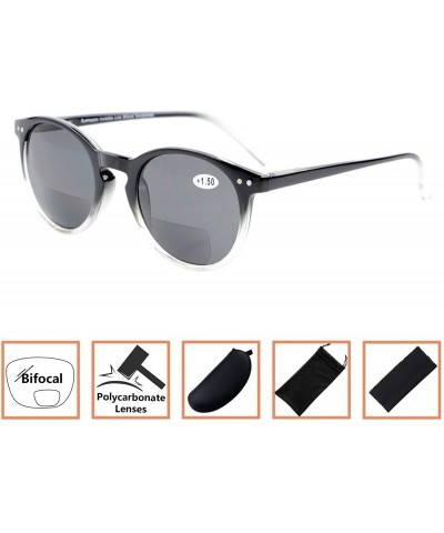 Round Key Hole Style Bifocal Sun Readers Spring Hinge Round Reading Sunglasses - Black Clear - CS180NCM0N6 $14.00