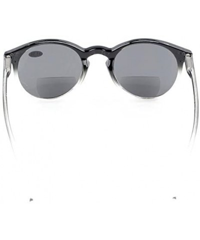 Round Key Hole Style Bifocal Sun Readers Spring Hinge Round Reading Sunglasses - Black Clear - CS180NCM0N6 $14.00