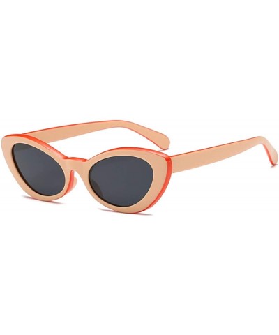Rectangular Fashion Oval Round Retro Sun glasses Color Plastic Lenses Sunglasses - Brown Gray - CW18NLSGM8N $10.79