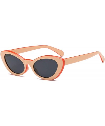Rectangular Fashion Oval Round Retro Sun glasses Color Plastic Lenses Sunglasses - Brown Gray - CW18NLSGM8N $18.82
