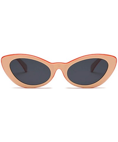 Rectangular Fashion Oval Round Retro Sun glasses Color Plastic Lenses Sunglasses - Brown Gray - CW18NLSGM8N $10.79