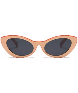 Rectangular Fashion Oval Round Retro Sun glasses Color Plastic Lenses Sunglasses - Brown Gray - CW18NLSGM8N $10.79