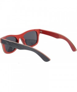Wayfarer Handmade Wood Frame Glasses Wooden Skate Wood Sunglasses-Z68041 - Black-red - C412FKFJWQJ $45.34
