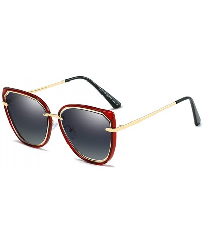 Oval Women Sunglasses Retro Black Drive Holiday Oval Polarized UV400 - Grey - CS18R0R3WST $9.74
