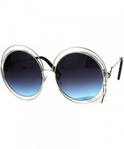 Oversized Womens Retro Oversize Scribble Mulit Rim Round Circle Lens Hippie Sunglasses - Silve Blue - CL17YEH98WC $11.01