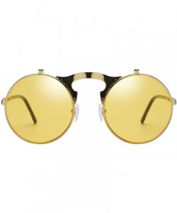 Round Circle Flip Up Sunglasses Gothic Round Retro John Lennon Style Sun Glasses Steampunk Sunglasses - CM18RXQGXKL $10.27