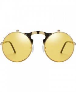 Round Circle Flip Up Sunglasses Gothic Round Retro John Lennon Style Sun Glasses Steampunk Sunglasses - CM18RXQGXKL $10.27