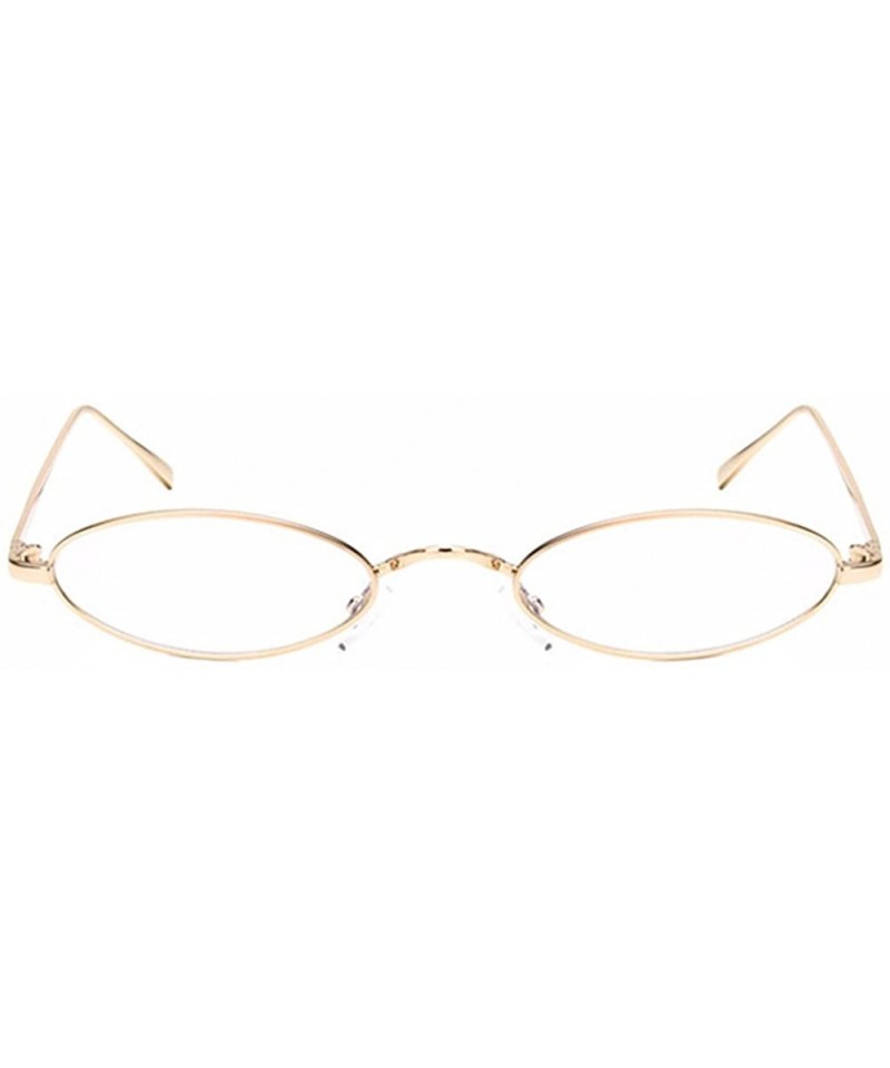 Oval Women Fashion Retro Small Oval Metal Frame Sunglasses Eyewear UV400 - Gold Metal Frame+white Lens - C518D6O7LHN $20.57
