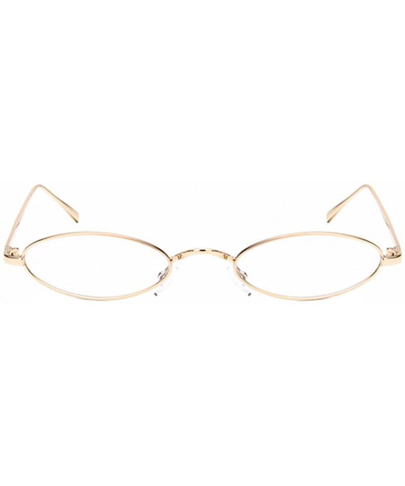 Oval Women Fashion Retro Small Oval Metal Frame Sunglasses Eyewear UV400 - Gold Metal Frame+white Lens - C518D6O7LHN $9.87