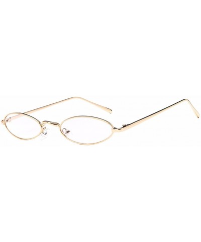 Oval Women Fashion Retro Small Oval Metal Frame Sunglasses Eyewear UV400 - Gold Metal Frame+white Lens - C518D6O7LHN $20.57