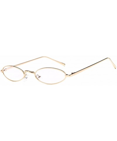 Oval Women Fashion Retro Small Oval Metal Frame Sunglasses Eyewear UV400 - Gold Metal Frame+white Lens - C518D6O7LHN $9.87