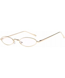 Oval Women Fashion Retro Small Oval Metal Frame Sunglasses Eyewear UV400 - Gold Metal Frame+white Lens - C518D6O7LHN $20.57