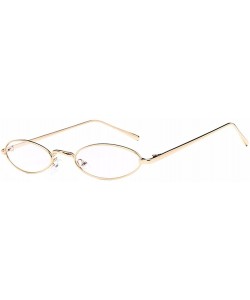 Oval Women Fashion Retro Small Oval Metal Frame Sunglasses Eyewear UV400 - Gold Metal Frame+white Lens - C518D6O7LHN $9.87