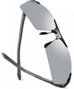 Square Men's Polarized Sunglasses UV400 Retro Unbreakable Metal Driving Sunglasses - Silver 3 - CK18ELWT44E $36.89