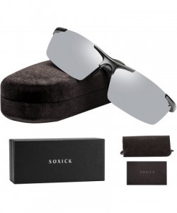 Square Men's Polarized Sunglasses UV400 Retro Unbreakable Metal Driving Sunglasses - Silver 3 - CK18ELWT44E $36.89