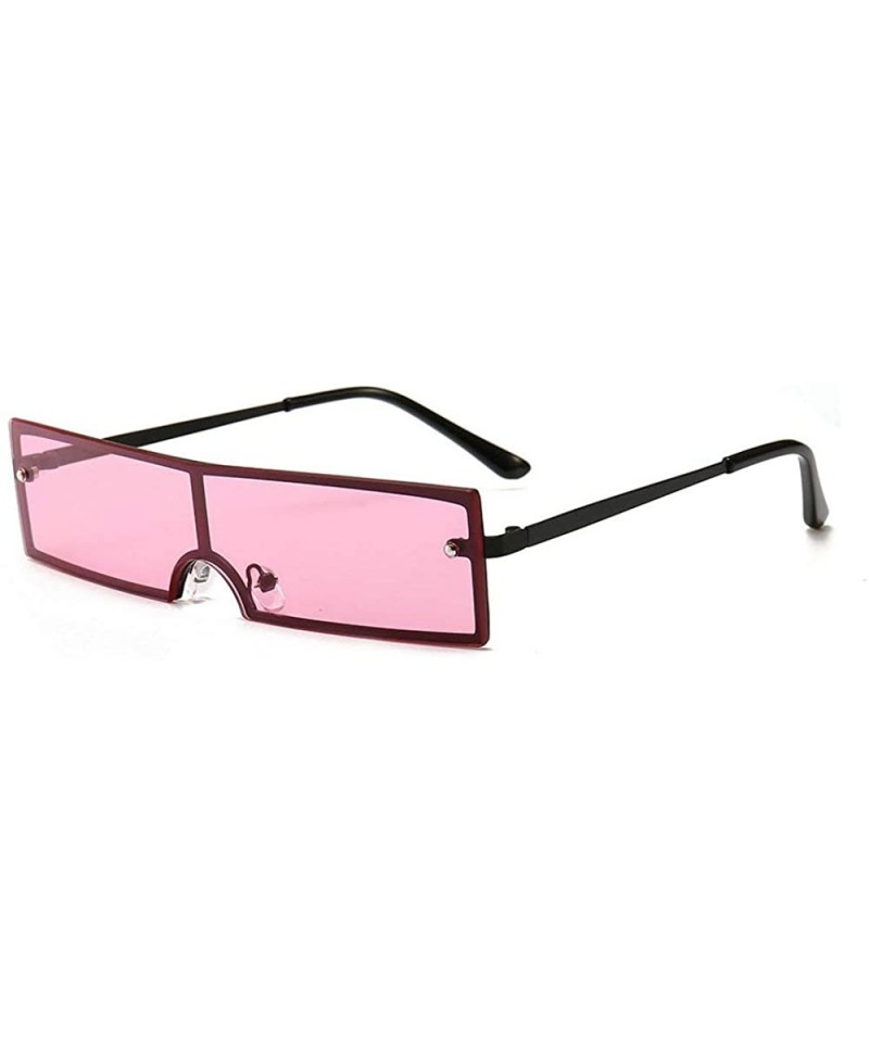Square New European and American fashion trend rectangular unisex sunglasses - Pink - C018U0KYLS3 $14.99