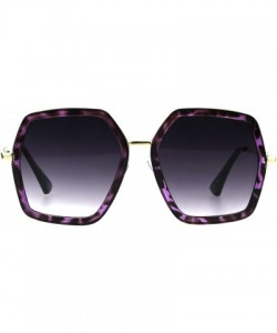 Butterfly Womens Double Rim Polygon Shape Designer Fashion Sunglasses - Purple Tortoise Smoke - CH18GS3622C $9.34