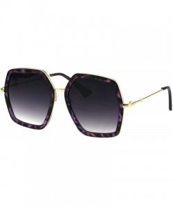Butterfly Womens Double Rim Polygon Shape Designer Fashion Sunglasses - Purple Tortoise Smoke - CH18GS3622C $9.34