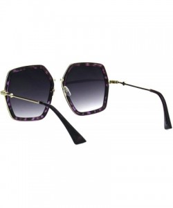 Butterfly Womens Double Rim Polygon Shape Designer Fashion Sunglasses - Purple Tortoise Smoke - CH18GS3622C $9.34