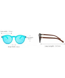 Round Mens Wood Sunglasses Mirror Women Sun Glasses Round One Pieces Lens Eyewear 2019 - Leopard - CH18IL03ZD3 $9.07