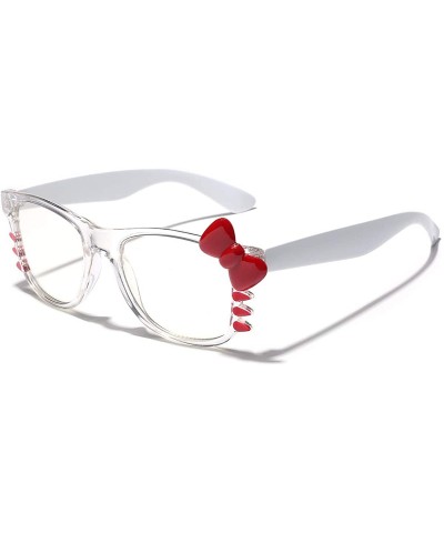 Wayfarer Non-Prescription Clear Lens Hello Kitty Bow Tie Women Girls Fashion Glasses - CA12NEQC1L4 $12.50