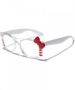 Wayfarer Non-Prescription Clear Lens Hello Kitty Bow Tie Women Girls Fashion Glasses - CA12NEQC1L4 $12.50