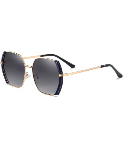 Square Women's Classic Fashion Polarized Sunglasses 100% UV Protection - Gray-blue - CB1900U5MAA $16.14