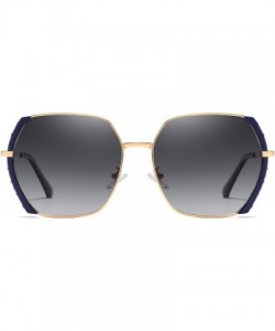 Square Women's Classic Fashion Polarized Sunglasses 100% UV Protection - Gray-blue - CB1900U5MAA $16.14