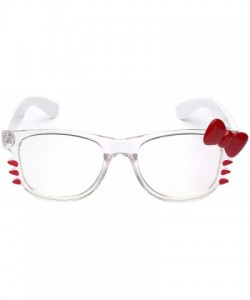 Wayfarer Non-Prescription Clear Lens Hello Kitty Bow Tie Women Girls Fashion Glasses - CA12NEQC1L4 $12.50