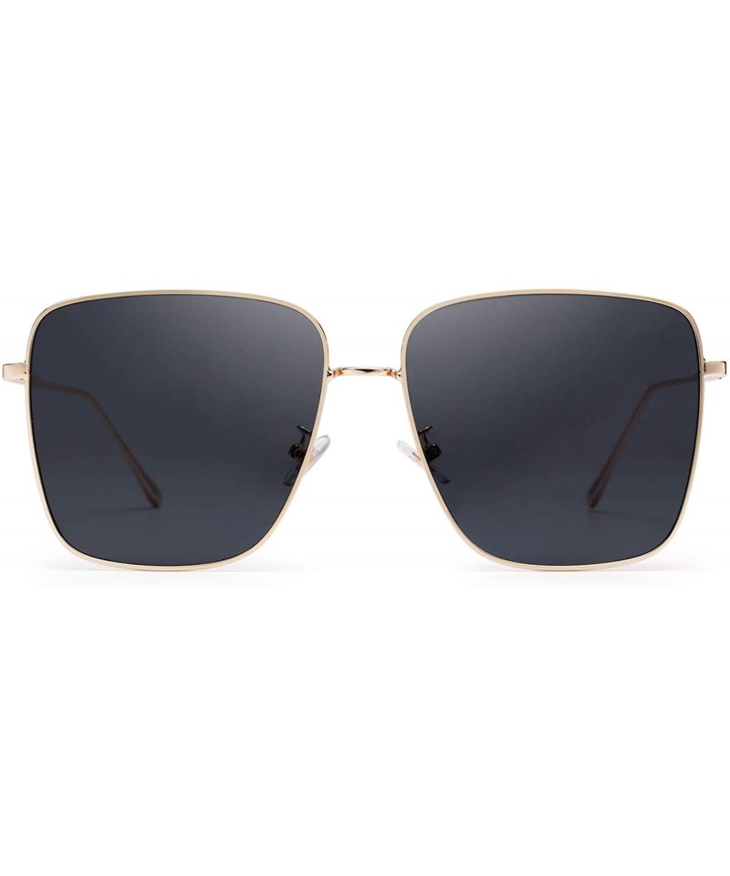 Oversized Womens Square Sunglasses UV Protection Metal Frame Ladies Glasses for Women 8808 - Black - CR198SL8K5Y $15.25