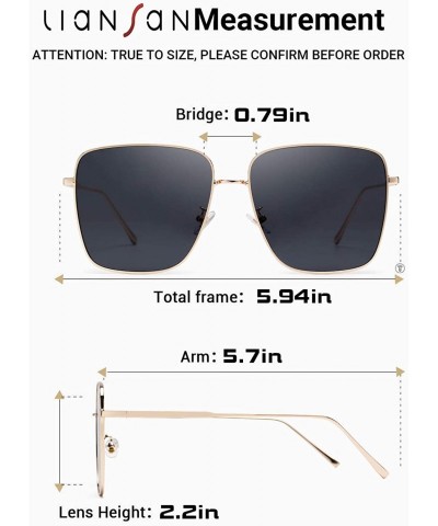 Oversized Womens Square Sunglasses UV Protection Metal Frame Ladies Glasses for Women 8808 - Black - CR198SL8K5Y $15.25