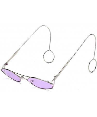 Round Unisex Sunglasses Retro Silver Drive Holiday Round Non-Polarized UV400 - Purple - C018R5SQC5Z $8.66