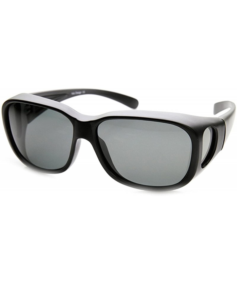 Sport Polarized Square Fully Protected Matte Frame Fit-Over Sunglasses - Black-smoke - CF11V1ZQ6P3 $12.54