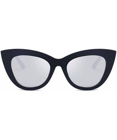 Rectangular Vintage Cat Eye Oversized Metal Frame Tinted Lenses Women Sunglasses - Black Silver - CR18N92NZGR $11.46