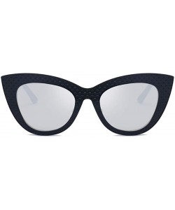 Rectangular Vintage Cat Eye Oversized Metal Frame Tinted Lenses Women Sunglasses - Black Silver - CR18N92NZGR $11.46