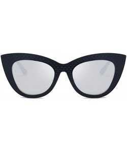 Rectangular Vintage Cat Eye Oversized Metal Frame Tinted Lenses Women Sunglasses - Black Silver - CR18N92NZGR $11.46