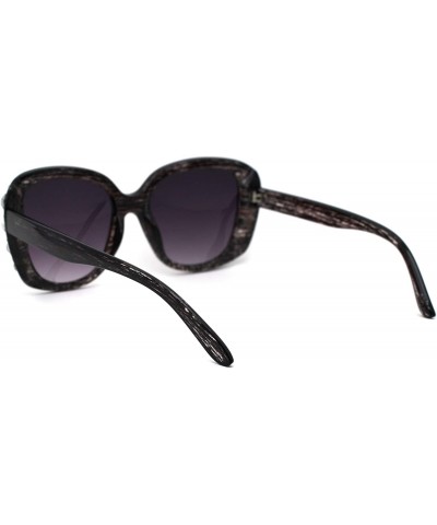 Square Womens Large Rhinestone Jewel Trim Butterfly Diva Sunglasses - Slate Woodgrain Smoke - C019624QZCQ $15.81